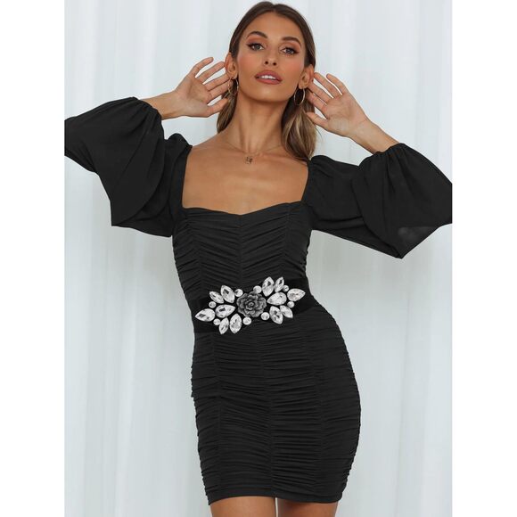 Elastic Rhinestone Belts For Women-crystal Wide Stretchy Belts For Dress,😹 - Picture 2 of 6